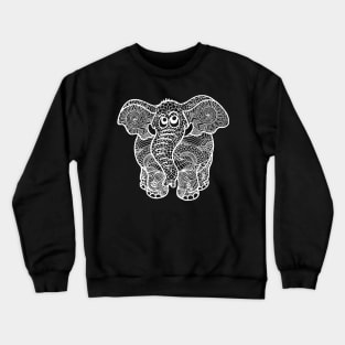 Elephant Zentangle - White Lace Crewneck Sweatshirt